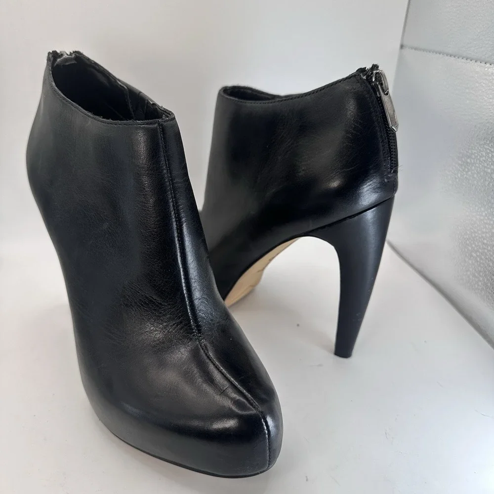 Sam Edelman Keaton‎ Women's Black Leather Zip Heel Booties Size 9.5 Sexy $139